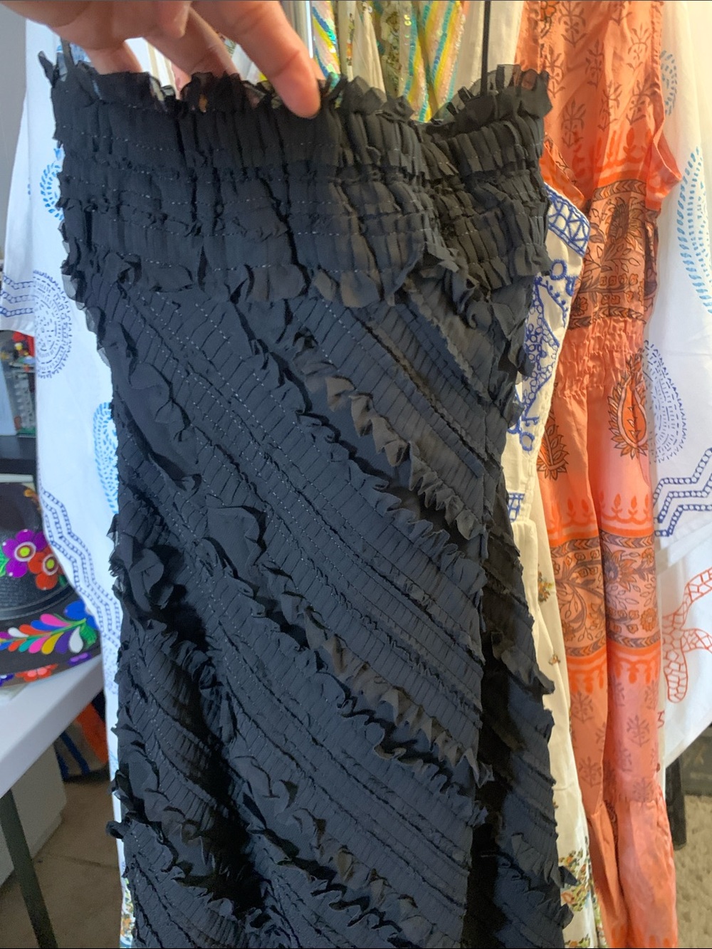 Endless Rose Black Strapless Ruffled Dress